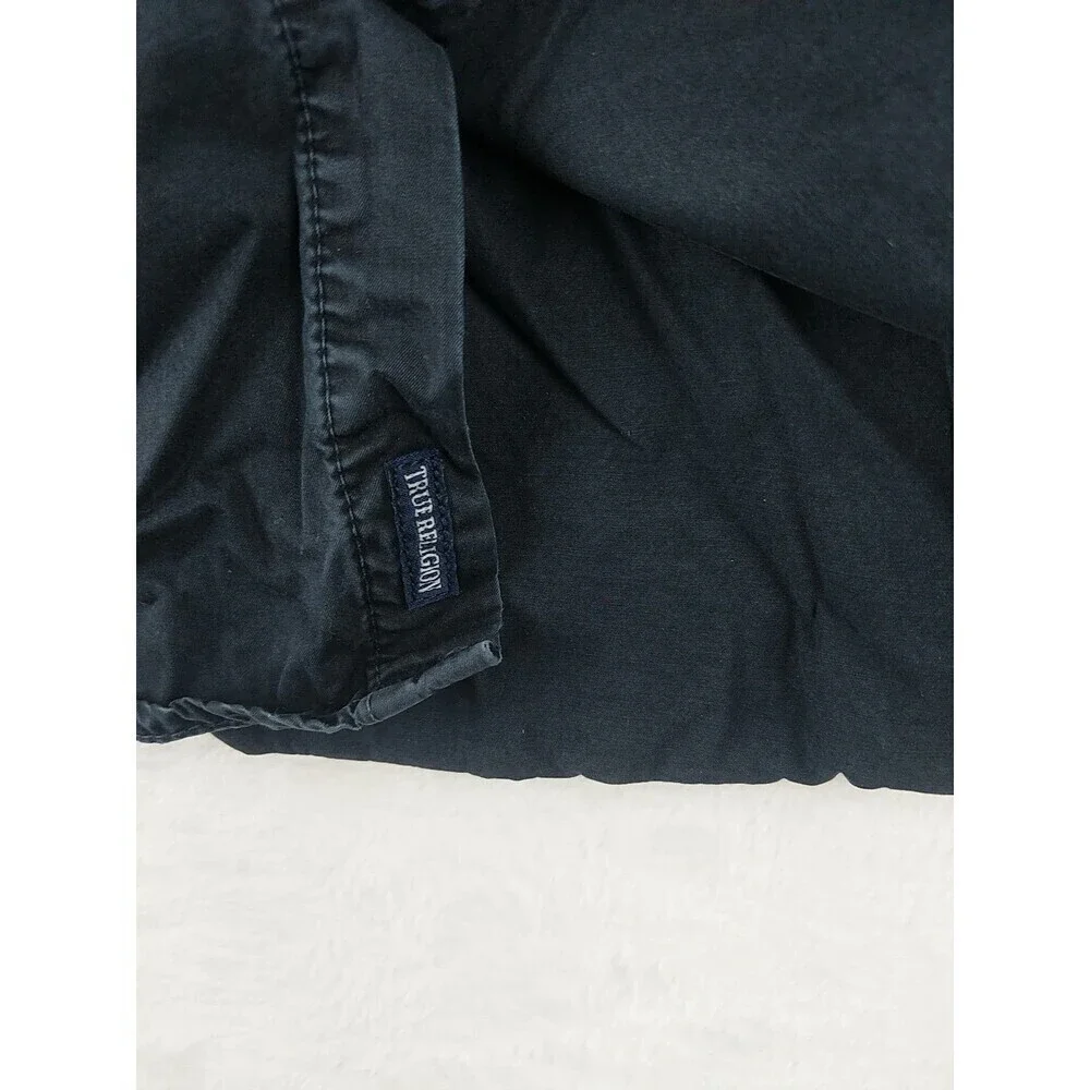 True Religion Regular Fit Mens Medium Black Button-Down Long Sleeve Shirt
